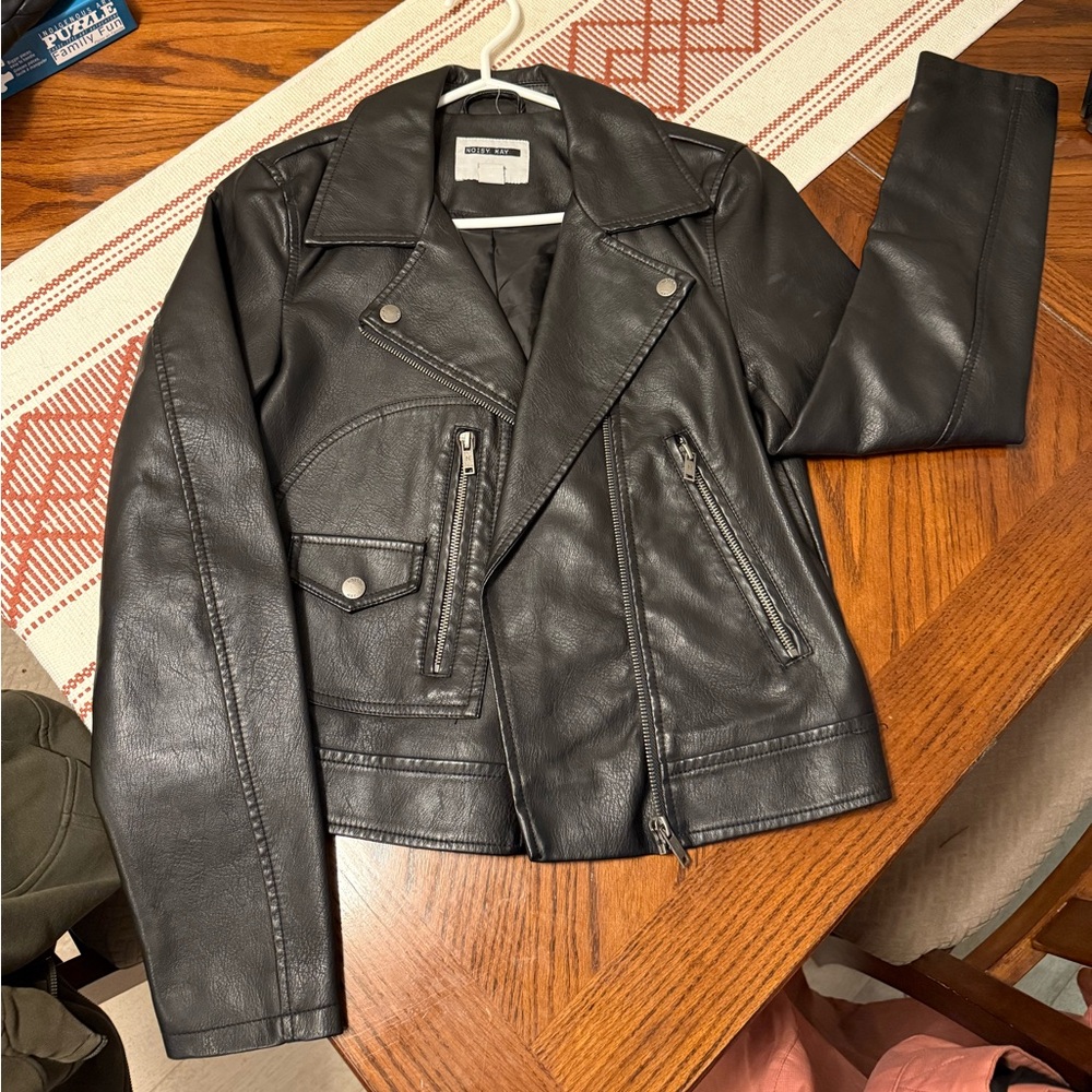 Noisy May Black Leather Biker Jacket
